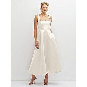 Dessy Collection Square Neck Satin Midi Dress - Size 18W